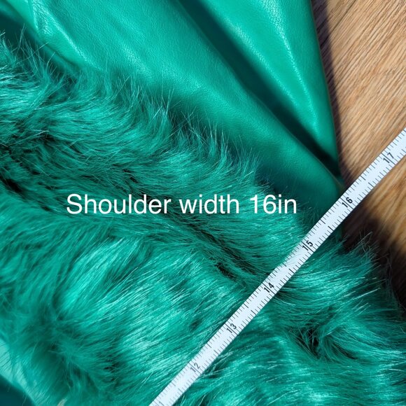 Finesse Bright Green Faux Fur Collar Trim Trench Coat XS S - Picture 8 of 10